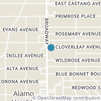 Map location of 102 Cloverleaf Ave, Alamo Heights TX 78209