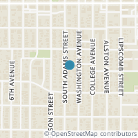 Map location of 1603 S Adams St, Fort Worth TX 76104