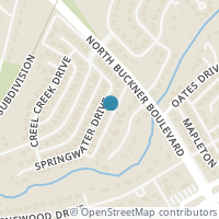 Map location of 9414 Springwater Drive, Dallas, TX 75228
